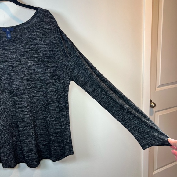 Gap Factory Women’s Long Sleeve Scoop Neck Shirt Black Heather Pullover  Size XL - Picture 4 of 9
